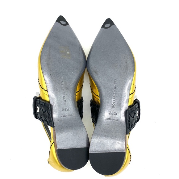 Bottega Veneta Gold Leather Ballet Flats Buckle Strap - Picture 5 of 11